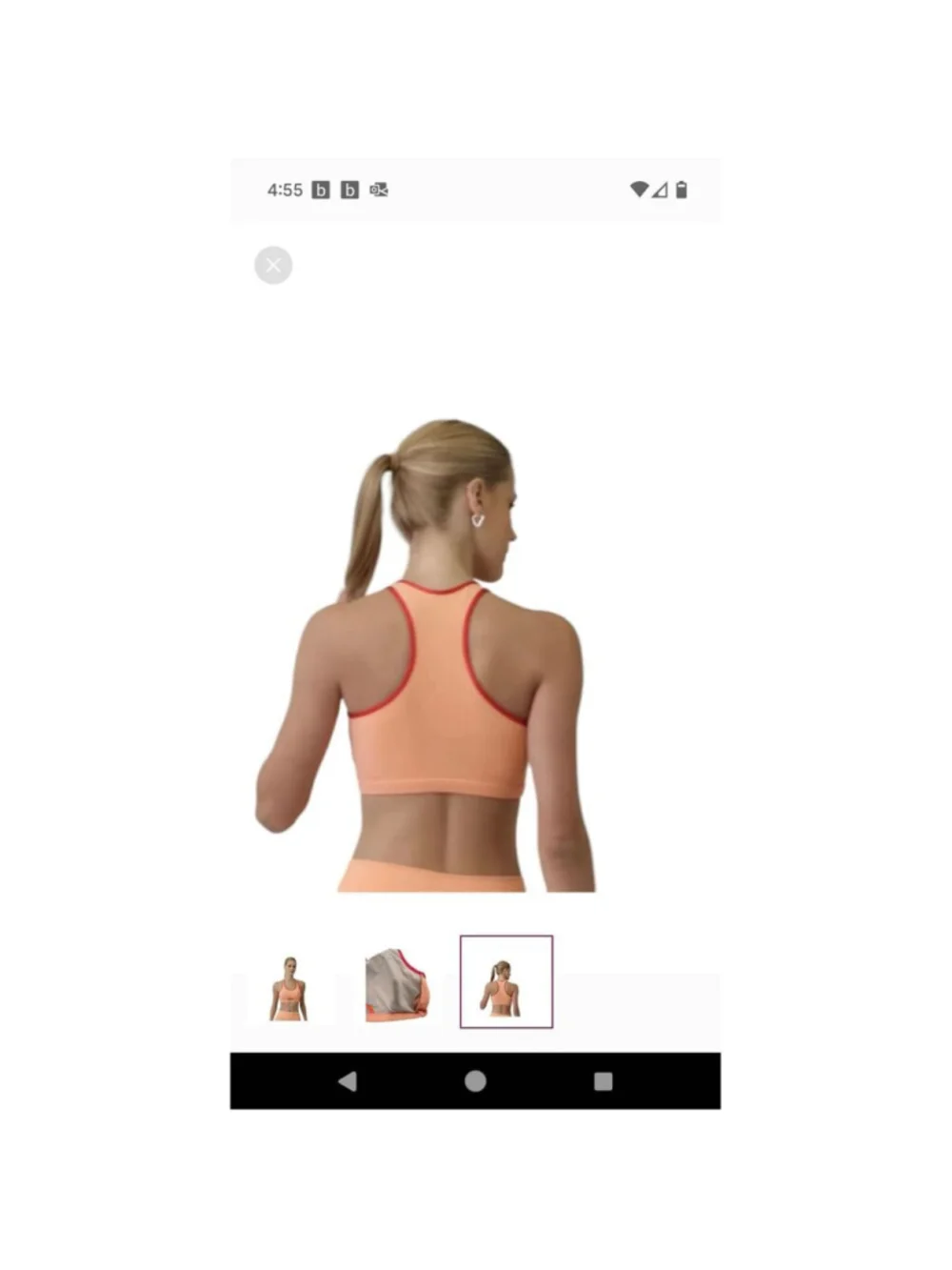 Cajubrasil Women's Size L Racerback Keyhole Sports Bra Peach Orange And Red New